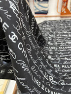 CC Square Scarf 90 CM In Black With White Text Silk  288695
