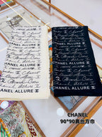 CC Square Scarf 90 CM In Black With White Text Silk  288695