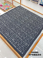 CC Square Scarf 90 CM In Black With White Text Silk  288695