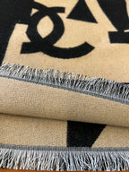 CC Scarf 202 CM In Black Mix Dark Beige Fleece Wool And Mulberry Silk 335914
