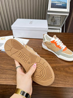CD One Sneaker Brown Orange Mix Grey Beige Oblique Perforated Suede And Calfskin