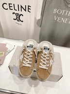 Golden Goose Super-Star Slip-On Sneakers Brown White Suede Leather 485395