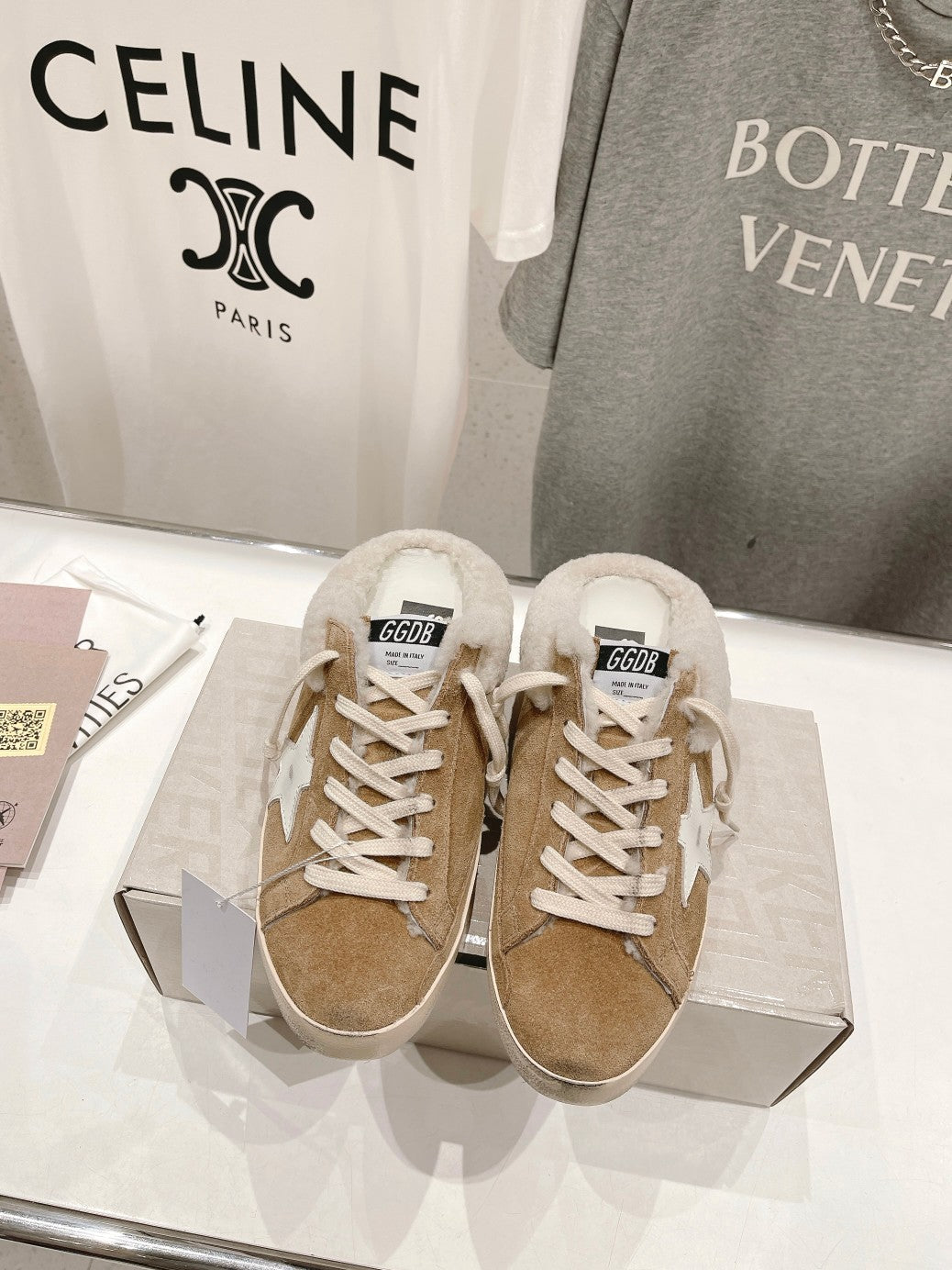 Golden Goose Super-Star Slip-On Sneakers Brown White Suede Leather 485395