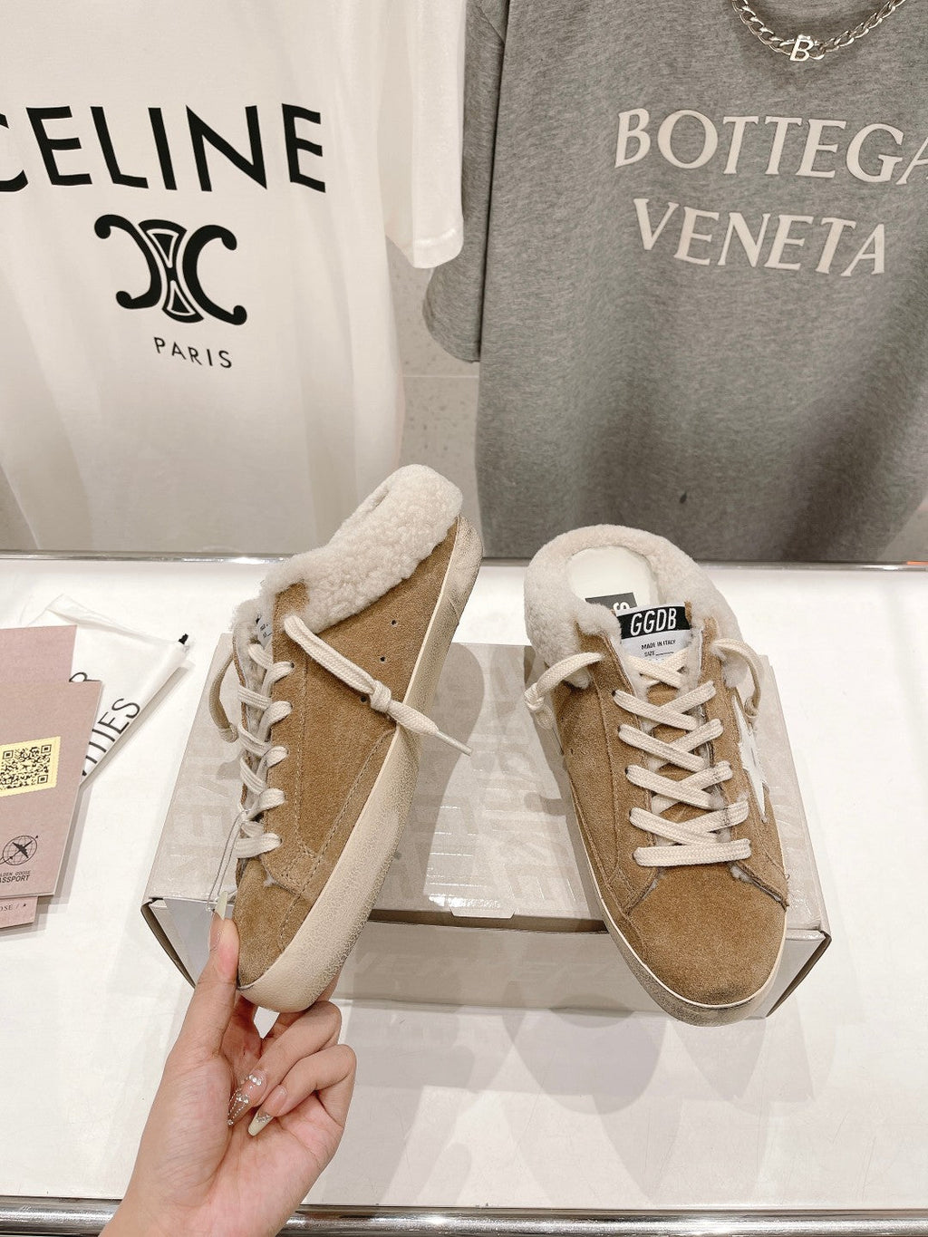 Golden Goose Super-Star Slip-On Sneakers Brown White Suede Leather 485395
