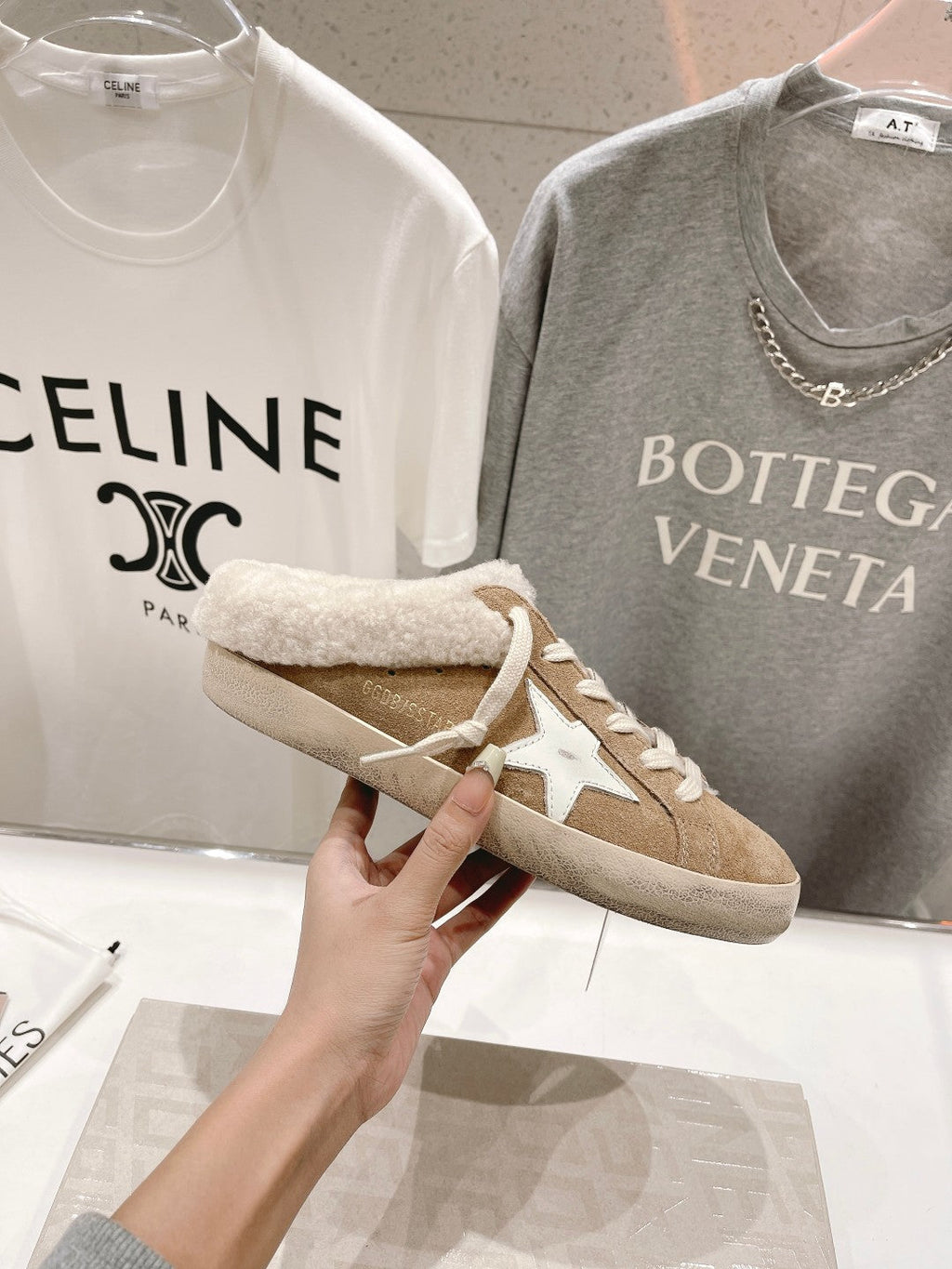 Golden Goose Super-Star Slip-On Sneakers Brown White Suede Leather 485395