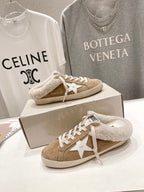 Golden Goose Super-Star Slip-On Sneakers Brown White Suede Leather 485395