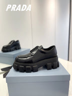 PRA BRUSHED LEATHER MONOLITH LACE-UP LOAFERS BLACK