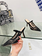 CD 25 Capture Heeled Mule Black Mesh