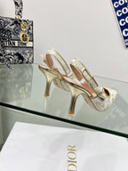 J'Adior Slingback Pump 95mm In White Lace Fabric 100833