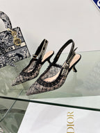 J'Adior Slingback Pump 65mm In Black Lace Fabric 100836