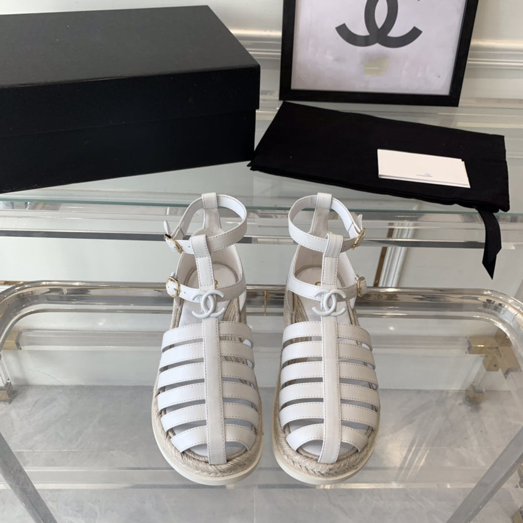 cc medium roman sandals white lambskin