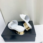mule sandal 50 white gold lambskin