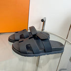 Chypre Sandal Black Mastic Calfskin Leather
