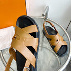 Genius Sandal Slingback Light Brown Calfskin Leather