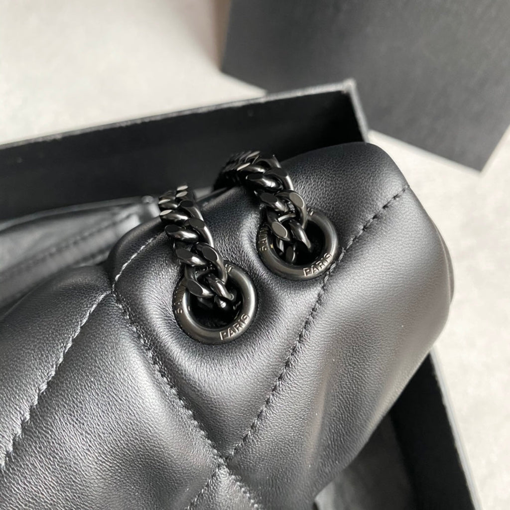 LOULOU MINI 23 ALL BLACK QUILTED LEATHER