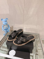 cross slippers 50 black quilted lambskin