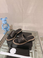 mule sandal 30 black quilted lambskin