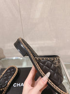 mule sandal 30 black quilted lambskin