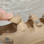 dad sandal beige calfskin silver cc