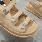 dad sandal beige calfskin silver cc