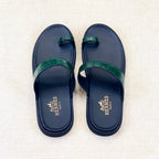 HM Men's Open-toe Sandals Green Rubber Sheepskin 561658