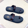 HM Men's Open-toe Sandals Brown Rubber  Sheepskin 561659