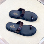 HM Men's Open-toe Sandals Brown Rubber  Sheepskin 561659