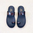 HM Men's Open-toe Sandals Brown Rubber  Sheepskin 561659