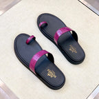 HM Men's Open-toe Sandals Pink Rubber Sheepskin 561661