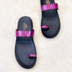 HM Men's Open-toe Sandals Pink Rubber Sheepskin 561661