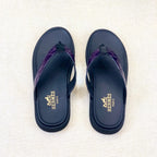 HM Men's Thong Sandals Purple Rubber Sheepskin 561663