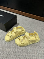 cc dad sandal mule pastel yellow calfksin
