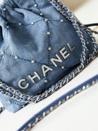 cc 22 mini backpack wasted blue denim silver hardware