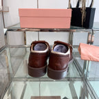 miu monk strap dark brown fabric calfskin