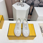 FENDI FLIGHT SNEAKER IN WHITE SUEDE AND LAMBSKIN