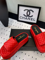 cc red quilted calfskin platform