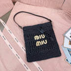 miu bucket bag 20cm black woven fabric