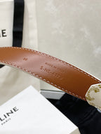 CEL Medium Triomphe Belt in Taurillon Monogram White Leather 175193