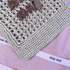 miu bucket bag 20cm beige woven fabric