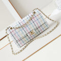 24p medium classic 25cm white tweed gold hardware