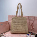 miu tote bag 38cm beige woven fabric