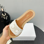 LYMPIA MULE IN TRIOMPHE JACQUARD WOOLLEN FABRIC ECRU