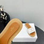 LYMPIA MULE IN TRIOMPHE JACQUARD WOOLLEN FABRIC ECRU