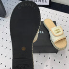 mule sandal cream tweed beige calfskin