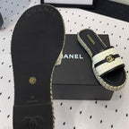 mule sandal white tweed black calfskin