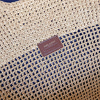 icare 58cm woven raffia brown calfskin