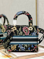 CD Flower Black Lady Dior Bag Canvas 336670
