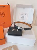 hm kelly belt 18mm with constance slim black epsom silver hardware