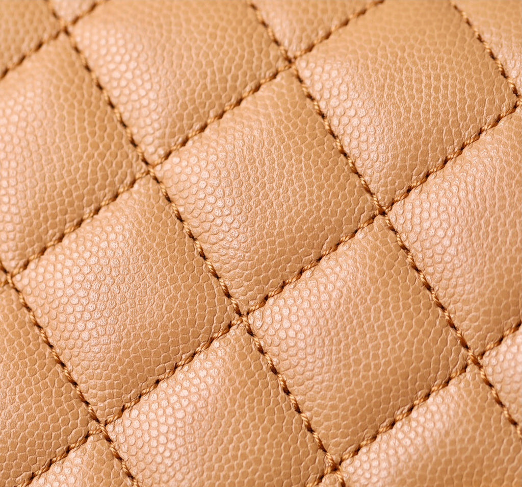 coco handle flap bag 29cm brown quilted caviar leather