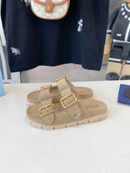 PRA STRAP SLIDES SANDALS BEIGE SUEDE